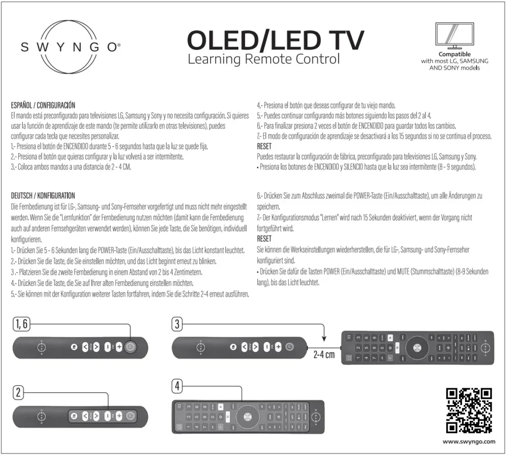 Instrucciones Learning mando Swyngo